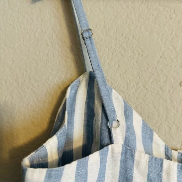 Reformation Torta Linen Blue Stripe Sleeveless Button Front Jumpsuit Size 10 - Picture 10 of 14